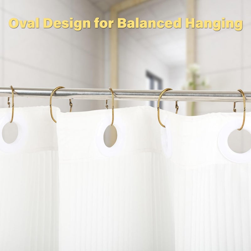 Mafegu 20Pcs Shower Curtain Hooks,Metal Oval Shower Curtain Hooks Roman Rings Rustproof Decorative Shower Curtain Rings for Bathroom, Bathtub, Window, Balcony (20, Oval-Bronze) - Image 4